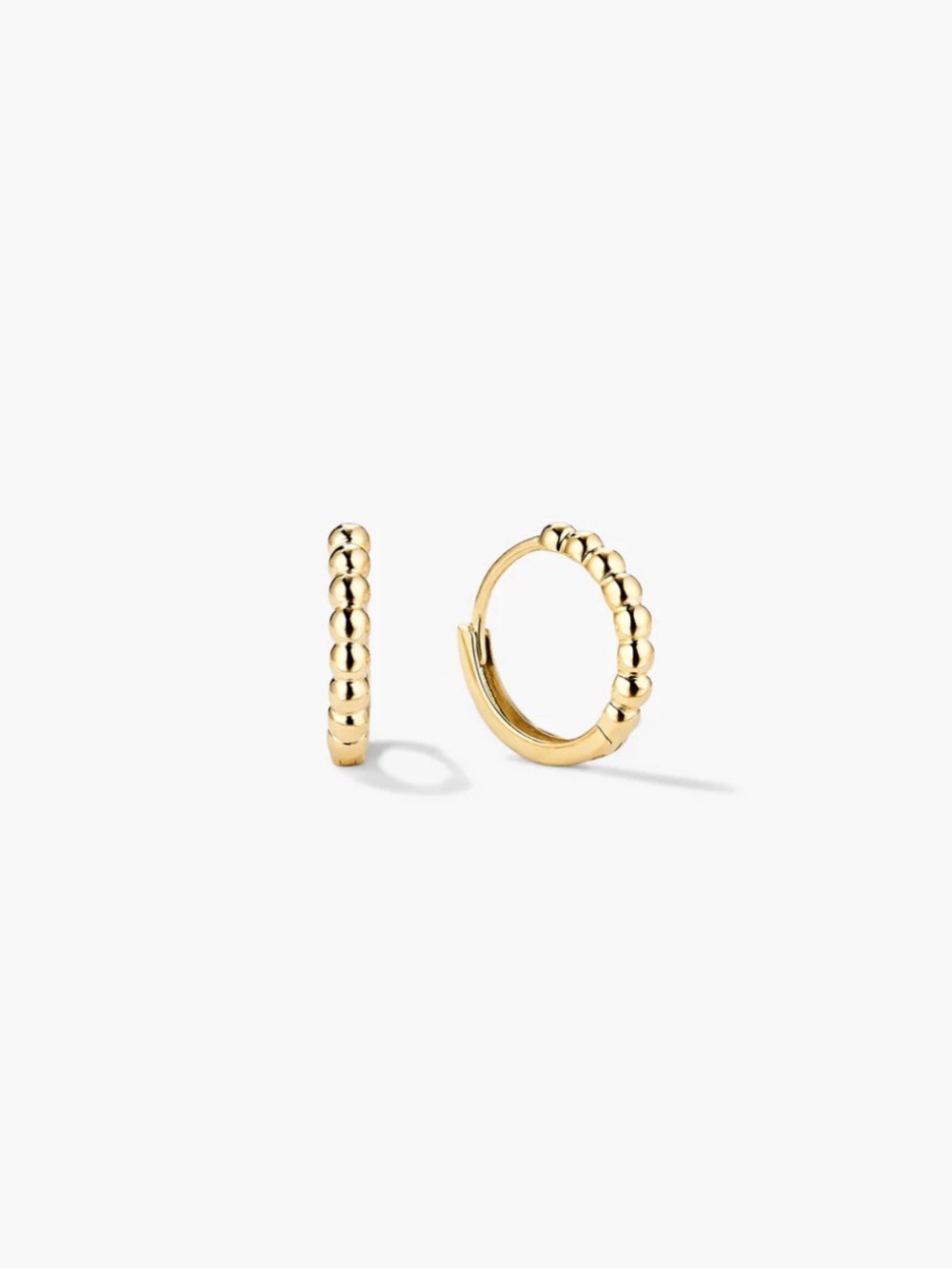 Mejuri Beaded Huggie Hoops (14K Yellow Gold)